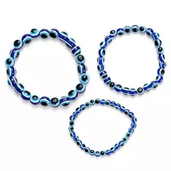 Мода сглаза 4, 6, 8 мм, синие смоляные бусины, браслет из бисера, турецкий стиль, очаровательный браслет из бисера с голубыми глазами для женщин