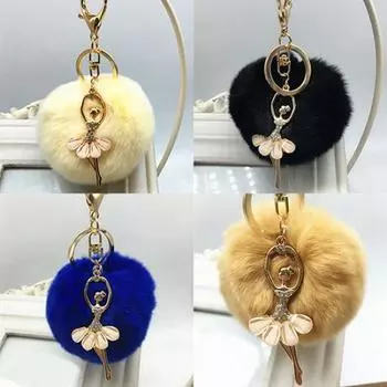 Мода Шарм Меховой Шар Автомобиль Подвеска Сумочка Брелок Помпоном Мяч Декор Брелок
