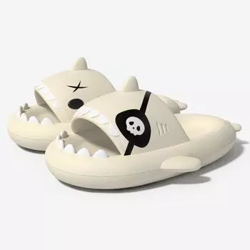 мода Shevalues Новые Пиратские Тапочки-Акула Для Женщин Толстая Платформа Пляжные Шлепанцы Мужские Домашние Сандалии Плоские Сандалии Парные Мультяшные Летние Сандалии 36-37(fit35-36) синий