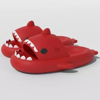 мода Shevalues Новые толстые тапочки Shark Slippers Женская мода на платформе Shark Beach Shoes Летние разноцветные домашние тапочки для ванной Shark Slides 36-37(22.5-23cm) розовый