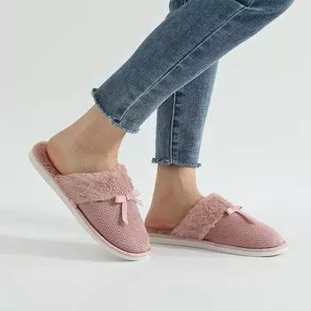 Мода Shevalues Женские Новые Мягкие Хлопковые Тапочки Зимние Домашние Теплые Уютные Пушистые Домашние Тапочки Мягкие Нескользящие Досуг Плоские Хлопковые Шлепанцы 36-37 розовый