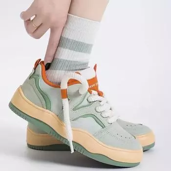 мода смешанные цвета платформа скейтборд спортивная обувь женская беговая спортивная обувь дышащая повседневная мода спортивная обувь для скейтбординга плоская обувь 38 зелёный