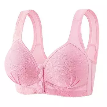 мода спереди пряжка жилетного типа анти-свет боковая коллекция кружево большой размер нижнее белье для мам легкий и тонкий новый темный цветок бюстгальтер чехол 80B розовый