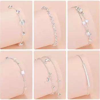 Мода Стерлингового Серебра 925 Lucky Bead Браслет для Женщин Круглая Цепочка Браслеты Ювелирные Изделия Женские Ювелирные Изделия