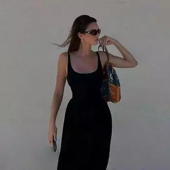 Мода-Стиль Кендалл Дженнер Тот же стиль Минималистичное с открытой спиной Плиссированное креповое Платье-жилет миди с завышенной талией Лето Ken Dou Same Dress XL