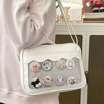 МОДА Сумка Harajuku Ita для женщин PU Прозрачный карман Itabag школьная форма для девочек JK Crossbody сумка через плечо сумки красный