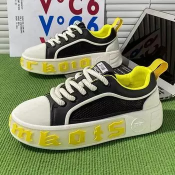 Мода SYTK 2024 Новые мужские летние дышащие повседневные туфли с буквами Модные повседневные кожаные сетчатые туфли на плоской подошве, размер 39-44 39 серый