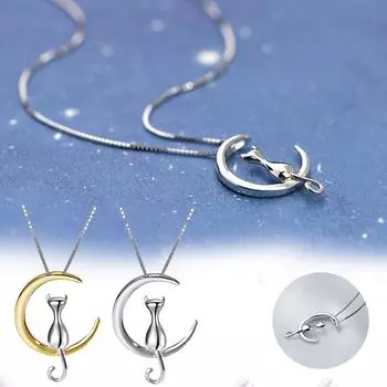 Мода Темперамент Симпатичное Лунное Ожерелье Кошачье Ожерелье Цепь Ключицы золотой