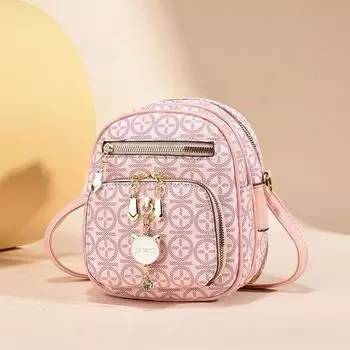 Мода Тиснение Модный Рюкзак Личность Модная Сумка Через Плечо Маленькая Круглая Сумка чёрный