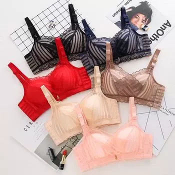 мода Толщина по желанию 2022 Новогодние товары, новые женские бюстгальтеры, кружевной топ большого размера с перекрестной сборкой, полосатое нижнее белье 70B красный
