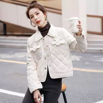 МОДА Тонкий маленький ароматный пух женский короткий 2024 зимняя новая маленькая легкая 90 белая утиная пуховая одежда S чёрный