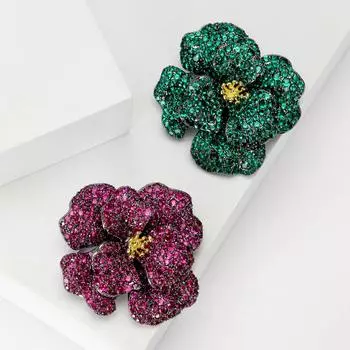 Мода Тяжелая промышленность Циркон Камелия Брошь Стразы Женское платье Костюм Аксессуары Корсаж Соответствие