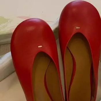 мода Уличный стиль Круглый носок Женские туфли Мэри Джейн Модные туфли без застежек на мягкой подошве Весна Осень Женская обувь 35 красный