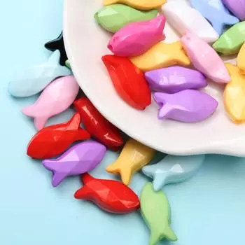 Мода унисекс, 40 шт., 8*18 мм, изготовление блестящих свободных бусин, аксессуары, акриловая форма рыбы, лот для DIY браслета, ожерелья, мода ручной работы 40Pcs разноцветный