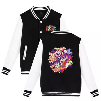 Мода унисекс для любителей удивительного цифрового цирка, бейсбольная толстовка с принтом аниме, женские и мужские спортивные куртки на открытом воздухе XS чёрный