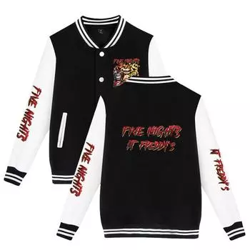 Мода унисекс для поклонников Five Nights At Freddy s, бейсбольная толстовка с принтом, женские и мужские спортивные куртки на открытом воздухе XS темно-синий