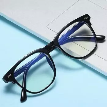 Мода унисекс новые модные очки для близорукости женские круглые оправы анти-синий свет компьютерные очки близорукость очки с минус диоптриями -1.5 чёрный