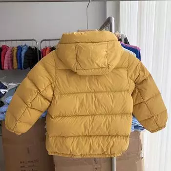 МОДА Утолщенная куртка для мальчиков и девочек 90% белый утиный пух зимняя одежда для детей среднего возраста для детей старшего возраста с капюшоном для мальчиков и девочек 110cm розовый
