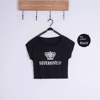 Мода Верхняя одежда Длинное платье Короткий топ Свободный сарафан Crown blouse Black Free size garment length 38cm