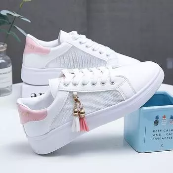 мода Весенняя мода Кроссовки на платформе Женские удобные женские повседневные туфли Легкие на шнуровке Дышащие сетчатые туфли 35 розовый