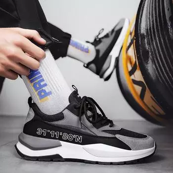 мода Весна Мужская обувь Удобные трендовые женские кроссовки Мужские толстые кроссовки для ходьбы Мужские массивные кроссовки Chaussures Пара 39 чёрный