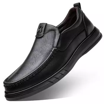 Мода Весна Осень Новые Дизайнерские Лоферы Мужские Модные Повседневные Однотонные Новые Дизайнерские Мягкие Туфли Из Коровьей Кожи Мужские Классические Туфли 38 чёрный