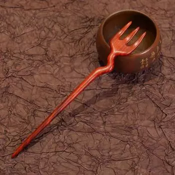 Мода Винтаж Дерево Креативный Забавный Столовые приборы Вилка Заколка для волос Палочки для еды Палочка для волос Украшение для волос Головной убор Аксессуары для волос Заколка для волос