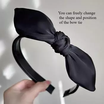 Мода Винтаж Продвинутый Регулируемый Бант Черный Красный Повязка для Волос для Женщин Девушек Корейские Резинки для Волос Ретро Ободок Аксессуары