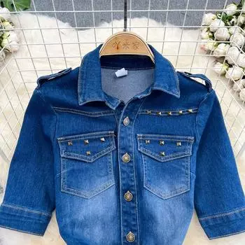 МОДА Винтажное платье-рубашка в стиле Хепберн с короткими рукавами и талией в стиле Bubble S синий