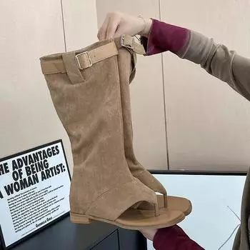 мода Внутренний подъем Женские ковбойские сапоги в стиле вестерн Модные брюки с застежкой-молнией Длинные ботинки Женская элегантная удобная женская обувь 35 хаки