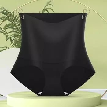 мода Высокая талия бесшовные трусики из ледяного шелка для живота тренажер для талии лифтинг для бедер корректирующее белье женские корректирующие трусики корсет M чёрный