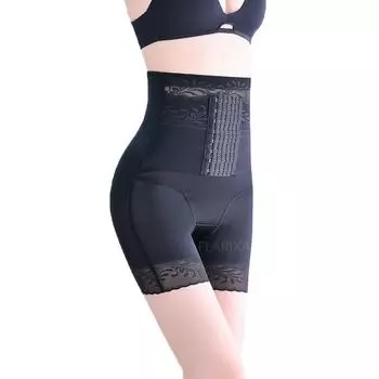 мода Высокая талия Грудь Плоский живот Моделирующие трусики Waist Trainer Body Shaper Tummy Butt Lift Брюки Дышащие боксерские шорты M чёрный
