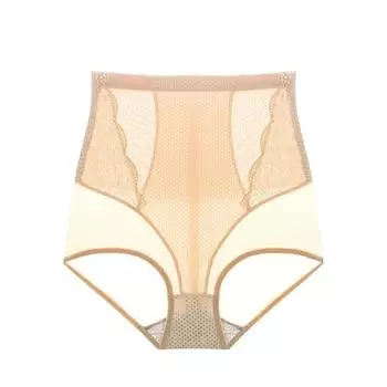 мода Высокая талия нижнее белье Женские бесшовные трусики дышащие трусы из ледяного шелка удобные женские трусы сексуальное сетчатое белье тонкое M серый