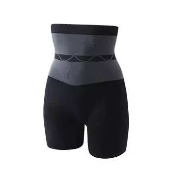 мода Высокая талия плоский живот утягивающие трусики контроль живота бесшовные женские шорты боксеры безопасность утягивающее нижнее белье M чёрный