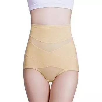 мода Высокая талия Tummy Control нижнее белье Женские послеродовые трусы Чистый хлопок бедра Поднимающие трусы Женское нижнее белье L серый