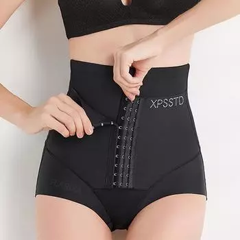мода Высокая талия Утягивающее облегающее женское белье для плоского живота Корректирующие трусики с пряжкой Тренер для талии Корректирующее белье для живота Подтяжка бедер Трусы M чёрный