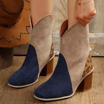 мода Высокие каблуки Женские ботильоны Массивная обувь Модные туфли-лодочки Женские 2024 Тенденция Новые зимние дизайнерские замшевые кожаные зимние короткие Botas Mujer 36 чёрный