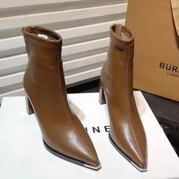 мода Высокие каблуки Женские ботильоны Туфли с острым носком Зимние новые массивные туфли Женские туфли 2024 года Трендовые туфли Туфли-лодочки Вечерние женские зимние ботинки 34