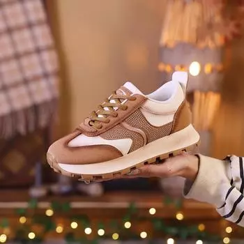 мода Высокий уровень внешнего вида Толстая подошва Соответствие цвета Модные все удобные Нескользящие дышащие спортивные износостойкие женские туфли 35 розовый