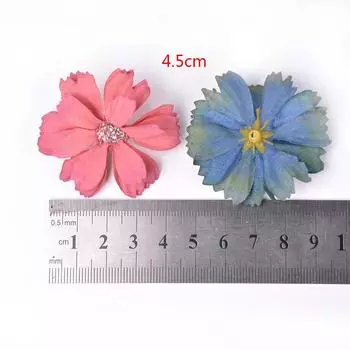 Мода Высокое качество 10 шт./компл. Домашнее украшение DIY Шелк Свадьба Популярный шестилепестковый цветок Искусственные цветы Цветочная головка День рождения Вечеринка Многослойный 1
