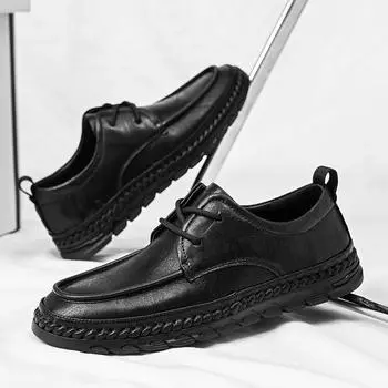 Мода WAERTA 2024 Новые мужские качественные кожаные туфли британского делового стиля на шнуровке черные мягкие кожаные мужские туфли из спилка из спилка для мужчин 38 коричневый