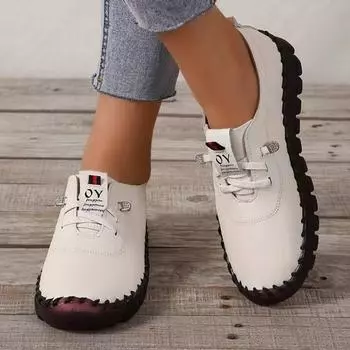 мода весна и осень 2024 новые римские мокасины с мягкой подошвой женские дышащие ретро-швы маффин-боттом большие размеры женская обувь одинарные 36 бежевый