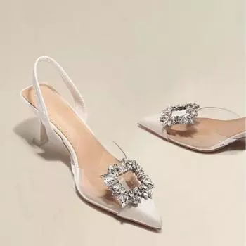 мода весна и осень мода новые сексуальные банкетные удобные прозрачные однотонные туфли с острым носком женские туфли на высоком каблуке 35 чёрный