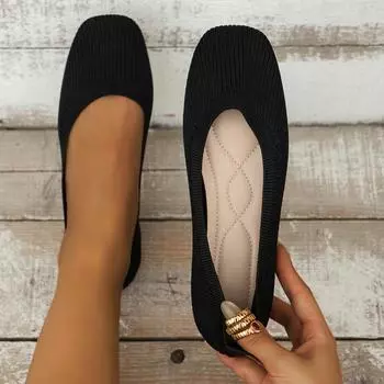 мода весна и осень новая верхняя одежда однотонные негабаритные туфли с неглубоким вырезом женские вязаные удобные туфли на плоской подошве женские 36 темно серый