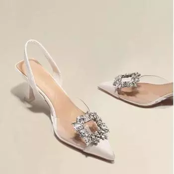 мода весна осень мода новые сексуальные туфли-лодочки банкетные удобные прозрачные однотонные женские босоножки с острым носком на высоком каблуке 35 чёрный