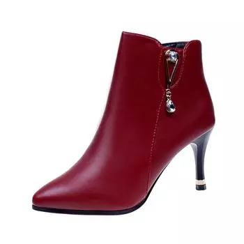 Мода весна осень новинка новые модные женские туфли на молнии с острым носком на тонком каблуке мягкие удобные ботинки для отдыха sdc3 4 чёрный