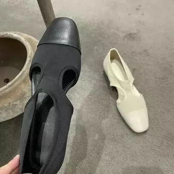 мода весна/осень однотонные туфли на плоской подошве эластичные туфли с квадратным носком женские туфли 2024 года высококачественные туфли на плоской подошве без застежек с шитьем лаконичные туфли на плоской подошве Sapatos Baixos Femininos 38 чёрный