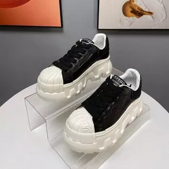 мода весна панк стиль дизайнерская обувь женская повседневная кроссовки туфли на платформе танкетка женская обувь женская нескользящая удобная обувь 35 чёрный
