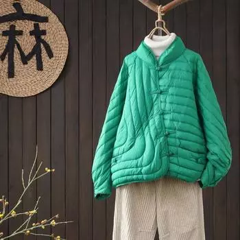 МОДА высокого класса литературный ретро рукав летучая мышь А-образный вариант модный легкий тонкий пуховик женский большой размер зима новый One size