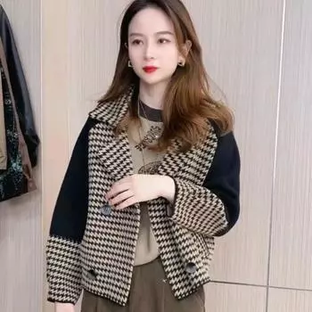 МОДА высококачественный норковый бархат женский осенне-зимний новый костюм воротник утолщенный верхняя одежда вязаный кардиган топ женский иностранный стиль Одежда M